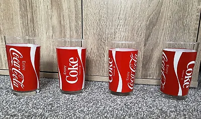 VINTAGE SET OF X4 COCA COLA CLASSIC COOLER GLASSES TUMBLERS • £24.99