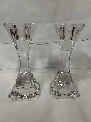 Pair Of 5-1/4  Villeroy & Boch Clear Crystal Candle Stick Holders  • $25