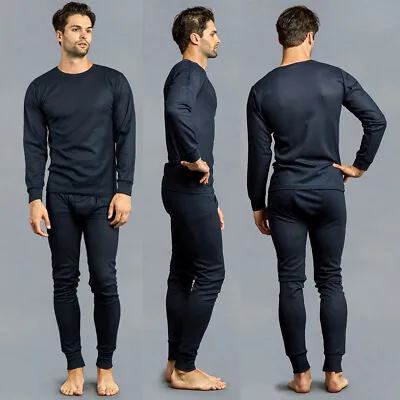 Mens Thermal Underwear Set Knocker Long Sleeve Pajamas Pants Sleep Navy Size 3XL • $13.22