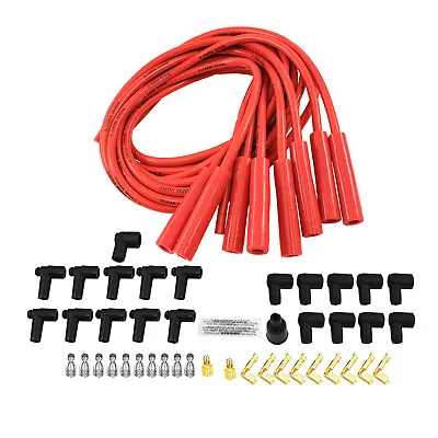 $39.95 • Buy Spark Plug Wires Spiral Core 8.5mm Red Straight Boots Universal Set V8 W/ Looms