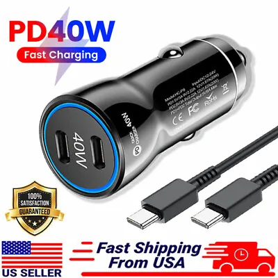 40W Double USB-C Car Fast Charger For Motorola Moto Stylus 5G Edge+ 2023 Cable • $8.99