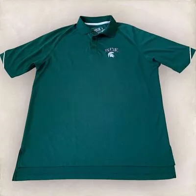 Michigan State Spartans Polo Golf Shirt Mens Size L Green Authentic Team Apparel • $11.99