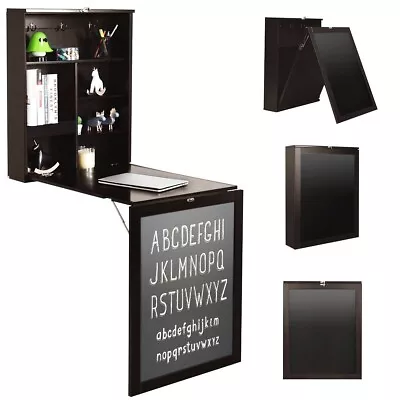 Wall Mounted Computer Desk Folding Convertible Wall Table W/Blackboard • £59.95