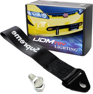 $14.29 • Buy Black Car Tow Towing Strap Belt JDM SUPREME Racing Drift Rally Hook Universal X1