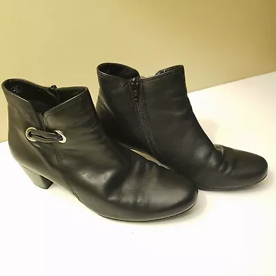 Gabor Ankle Boot Women 6 G Black Leather Zipper Heel Air Cube 52.827 • $58.88