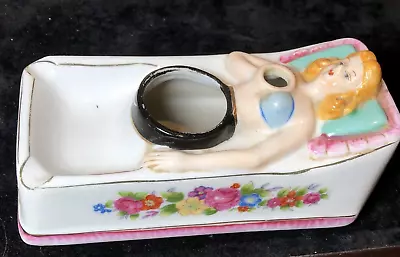 Vintage 1940 Risque Japan Novelty Nude Girl Nodder Ashtray Base  No Legs Or Fan  • $14.99