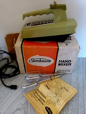 Vtg Sunbeam Mixmaster 5-Speed Hand Held Mixer With Beaters. In Box! Works! • $18.95