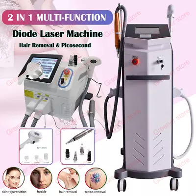 2IN1 808nm Diode Laser Hair Removal Tattoo Permenant Picosecond ND Yag Machine • $1479