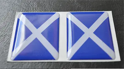 2 X Saltire Flag Resin 3D Domed Scotland Sticker Label 5cm X 3cm Self Adhesive • £2.70