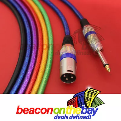 10m Microphone Lead Cable XLR Male To 1/4  Jack Mono Australian Made 6 Colours • $35.99