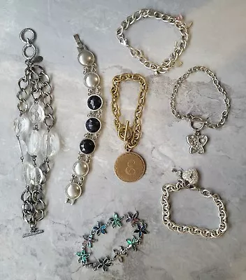 LOT Vtg -Mod Costume Jewelry Bracelet Mix Rhinestone Charms + Lucite Beads +Cab • $19.69