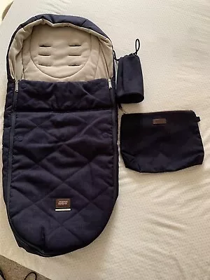 Mamas And Papas Flip XT3 Navy Blue Foot Muff Milk Bottle Holder And Nappy Bag • £10