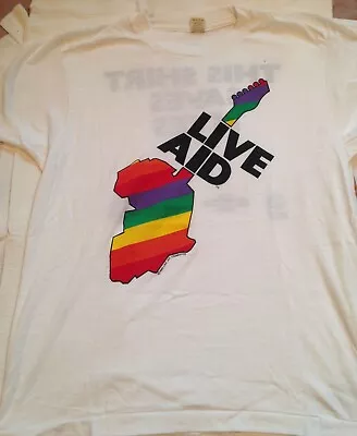 Vintage 1985 Live Aid 80's Concert Tee Unisex Sz Large -This Shirt Saves Lives • $99