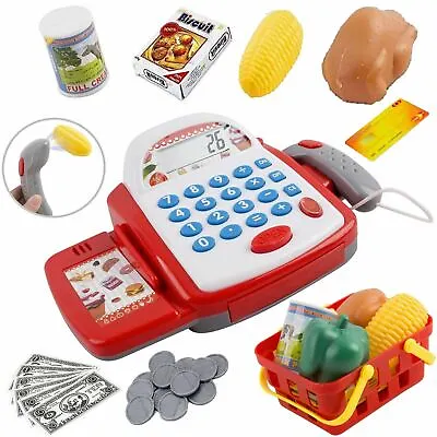 £13.99 • Buy Kids Electronic Cash Register Toy Working Scan Till Play Food Shopping Basket 