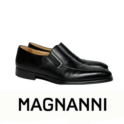 Magnanni Fabricio Leather Shoes Loafers Men Size 9 Square Apron Toe Portugal EUC • $84.99