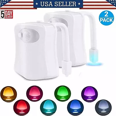 2 Pcs Toilet Night Light LED Motion Activated Sensor Bathroom Bowl Lamp 8 Color • $11.99