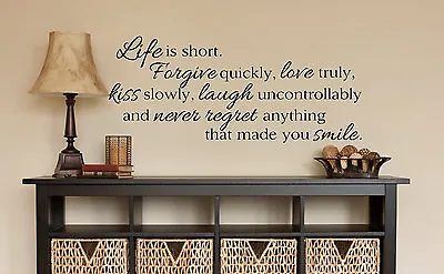 LIFE IS SHORT Wall Art Decal Quote Words Lettering Decor DIY Sticker • $12.95