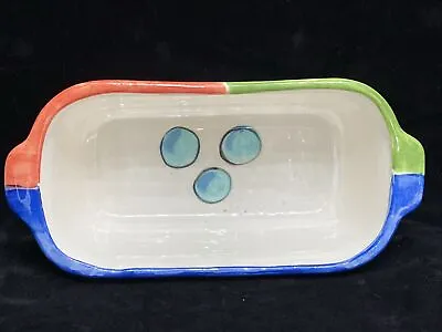 Vicki Carroll Pottery Signed Casserole Bread Dish  Bright Colors Swirls  VCb • $49.99