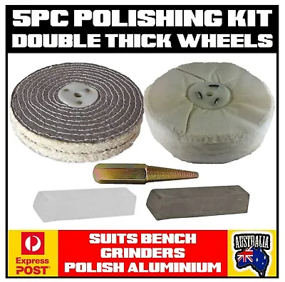 Metal Polishing Kit For Bench Grinder Buffing (double Thick Wheels) Aluminium • $115