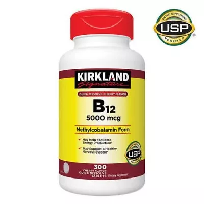 Kirkland Signature Vitamin B-12 Quick Dissolve 5000 Mcg 300 Tabs Cherry Flavor • $19.98