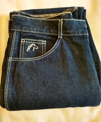 Jordache Vintage Blue Jeans Size 11 33x34 Raw Hem Horse Riding Pants Denim • $44.99