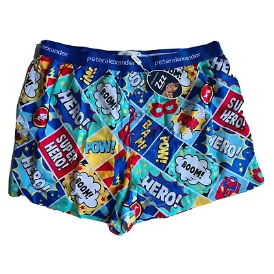 BNWT Peter Alexander Mens Super Hero Dad Colourful Pyjama Sleep Shorts Size M PJ • $24.95