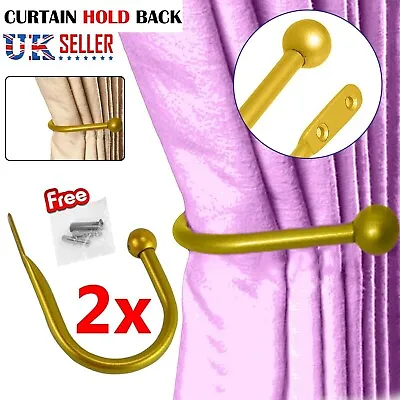 2X Large Stylish Curtain Hold Back Metal Tie Tassel Arm Hook Loop Holder U Shape • £6.73