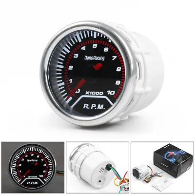 2  52mm Car Tachometer Gauge Tacho Meter  White LED 0~10000 RPM Smoke Lens Tint • $18.20