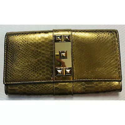 VINCE CAMUTO Gold Animal Pattern Leather Clutch Bag Purse 11X6 • $48
