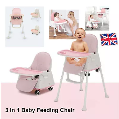 UK Adjustable 3-In-1 Baby Highchair Infant High Feeding Seat Toddler Table Chair • £32.99