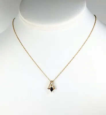 14 KT Gold Diamond And Marquise Sapphire Necklace 16  • $199