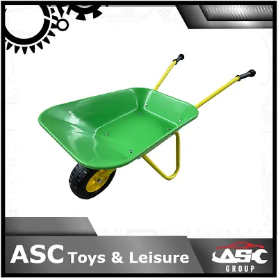 ASC New Child Kids Wheelbarrow - Green / Yellow - Toy Play Farm Gardening • £24.95