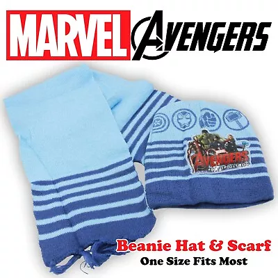 Marvel The Avengers - Blue Beanie Hat & Scarf - Gift Set - One Size - Iron Man • £6.99