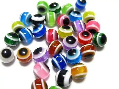 $13.90 • Buy 1000 Mixed Colour Acrylic Evil Eye Ball Round Beads 6mm Jewelry Making