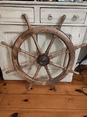Vintage Maritime Nautical Boat Wooden Ship Wheel 36  Antique Steering Wheel Deco • $141.30