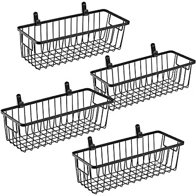 Farmhouse Metal Wire Bin Basket With Wall Mount Small 4 Pack Portable Hanging Wa • $24.36