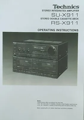 Technics SU-X911 - RS-X911 - Midi System - Operating Instructions - USER MANUAL  • £4.99