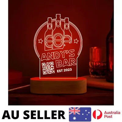 Personalized QR Code Wine Bottle Night Light Acrylic 3D Lamp Bar - AU Stock • $49.95