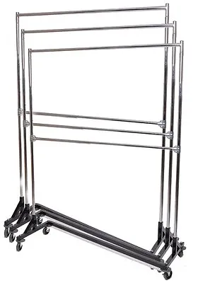 $407.59 • Buy Commercial Grade Double Bar Rolling Z Rack With Nesting Black Base (SET OF 3)