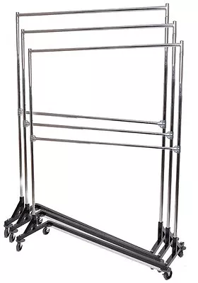 Commercial Grade Double Bar Rolling Z Rack With Nesting Black Base (SET OF 3) • $403.75