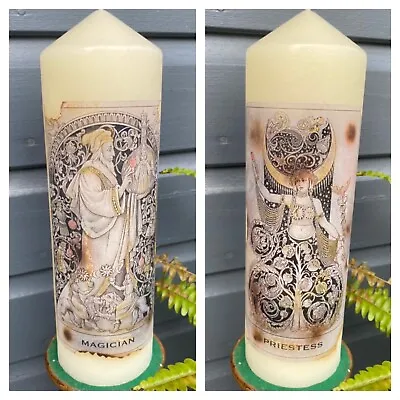 Vtg Large Pillar Candle The Magician High Priest Tarot Card Witchy Altar Gothic • £25