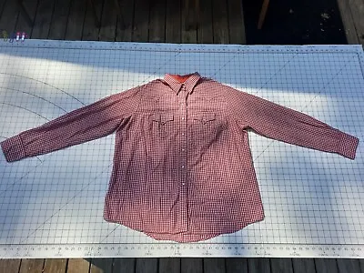 $29.95 • Buy Vintage Rockmount Ranch Wear Pearl Snap Mens Shirt 42L Red Checkered Made In USA