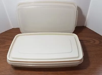 Rubbermaid Servin Saver Storage Container #5 Almond Lid Rectangle USA Lot Of 2 • $14.99