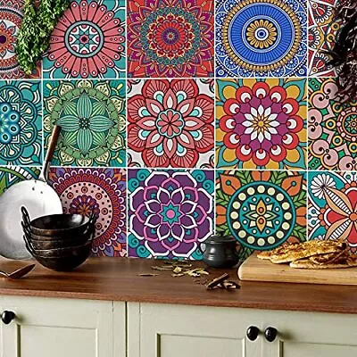 Moroccan Tile Stickers For Kitchen TOARTI 18pcs 15cm(6 ) Mandala Tile Stickers • £14.60