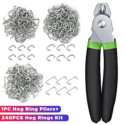 240Pcs/Set 3/4  1/2  3/8  Hog Rings With Straight Hog Ring Pliers Assortment Kit • $15.39