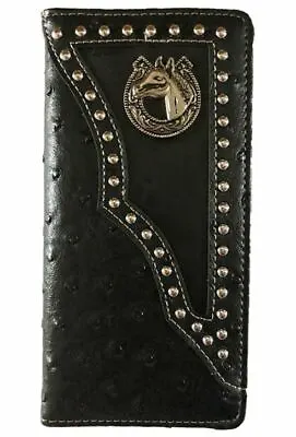 Horse Men Wallet Western Bifold Check Book Style W011-15 Black • $11.99