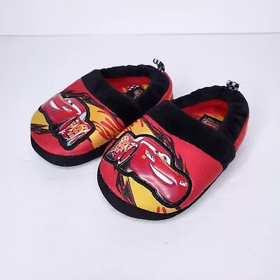 Disney Pixar Cars Boys Small 5/6 Lightning McQueen Shoes Slip-ons Slippers Red • $18.97