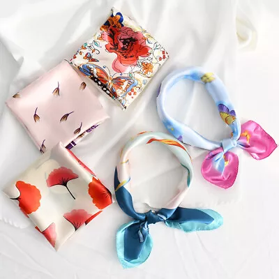 Fashion Women Square Silk Feel Satin Small Vintage Hair Tie Band Head Neck Scarf • $2.36