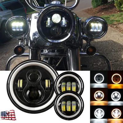 $63.17 • Buy 7  LED Headlight +4.5  Passing Lights For Harley Heritage Softail Classic/Deluxe
