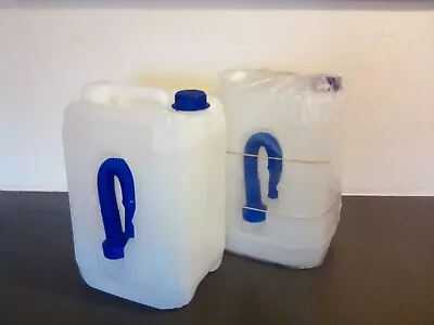 2× 10 Litre Capacity White Plastic Liquids Containers With Filler Pipes & Handle • £0.50